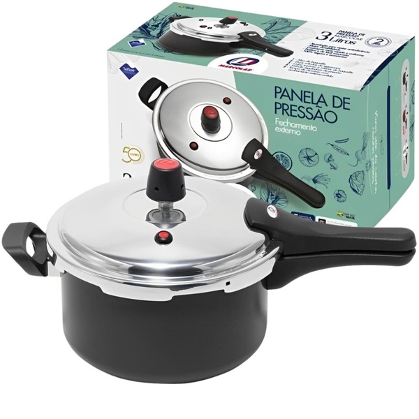 Panela De Pressão 3 Litros Antiaderente Fechamento Externo |